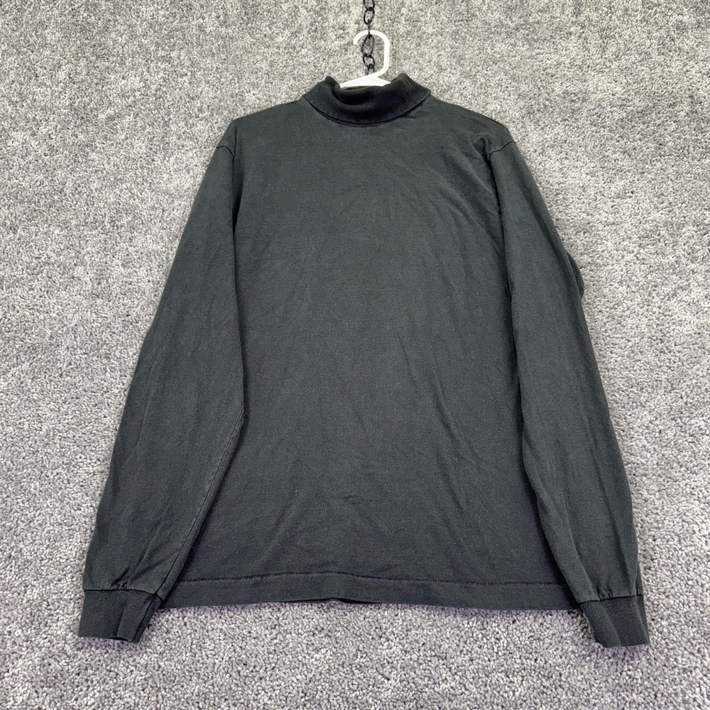 Vintage Fruit Of The Loom Shirt Mens Large Black Long Sleeve Turtleneck Tee